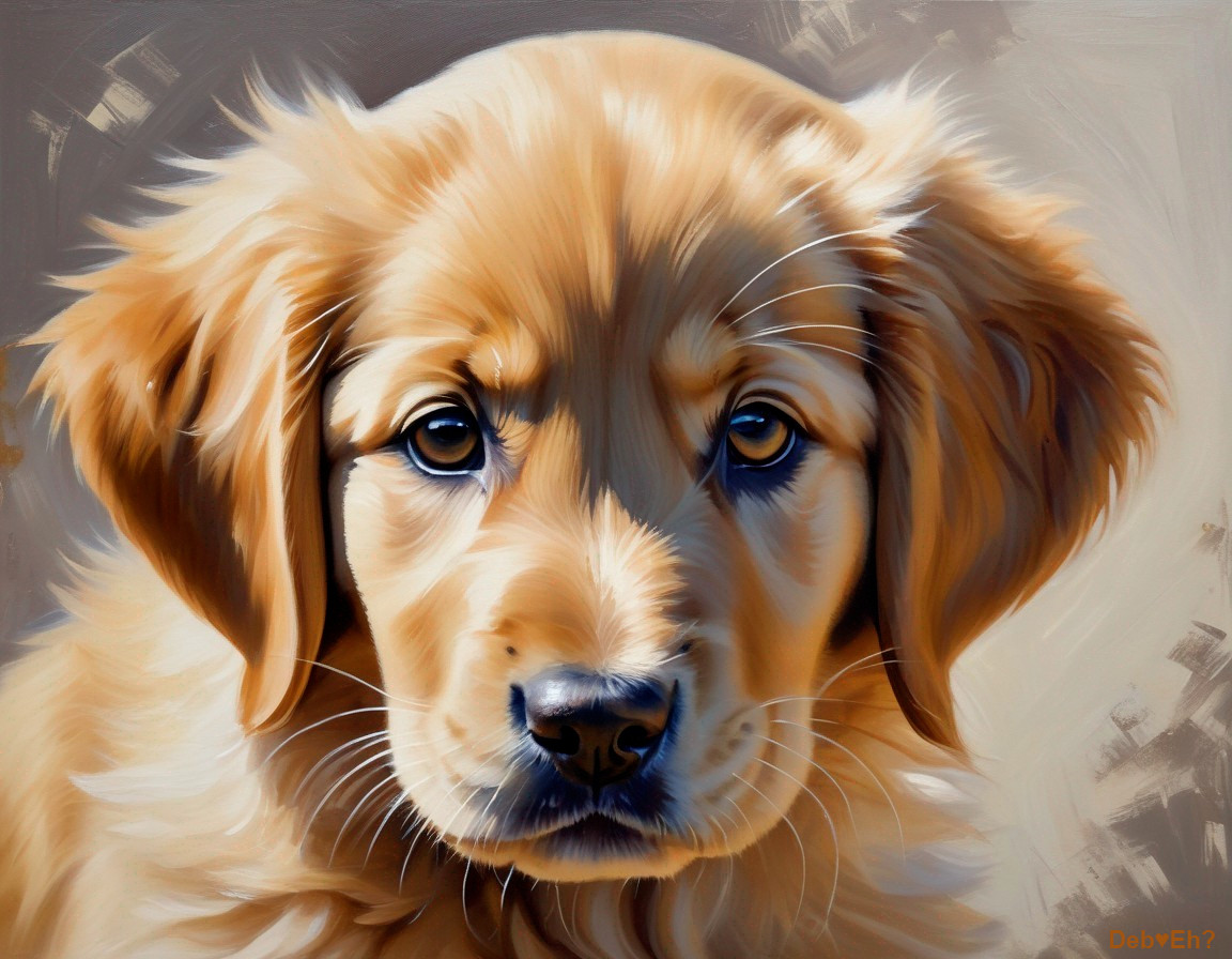 Close-up Portrait of a Fluffy Golden Retriever Puppy