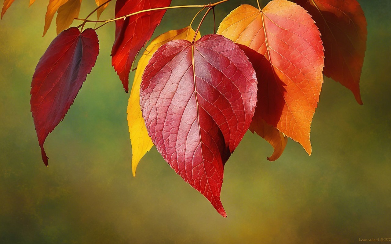 Close-up of Vibrant Autumn Leaves in Rich Colors