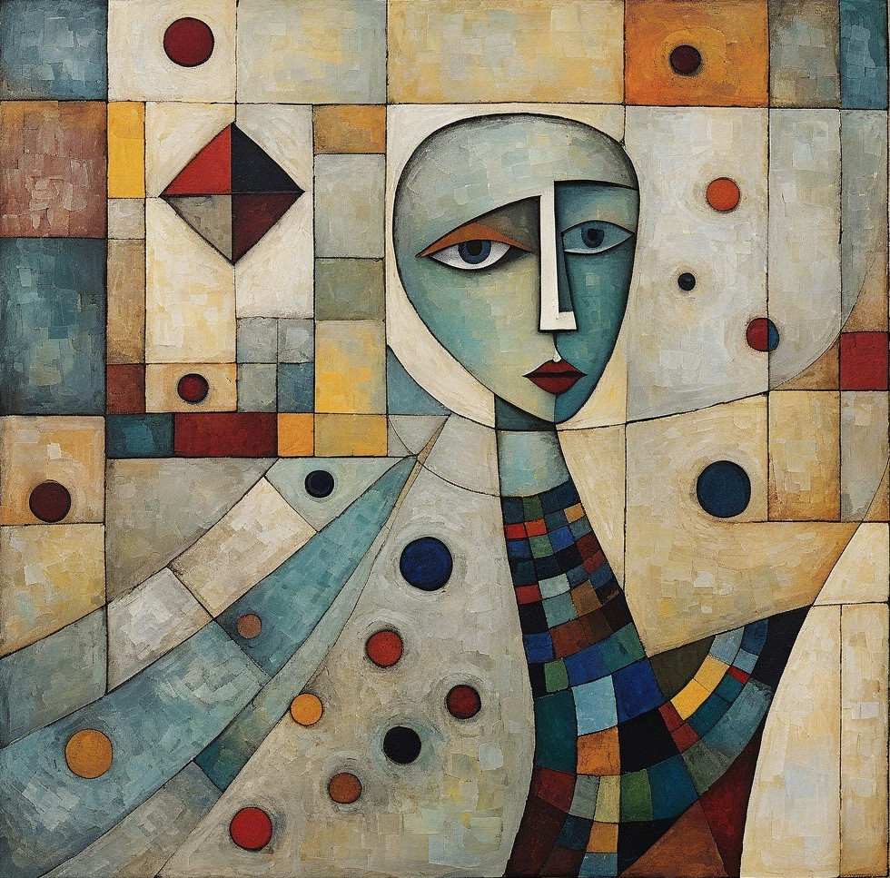 Abstract Artwork with Geometric Figure and Vibrant Background