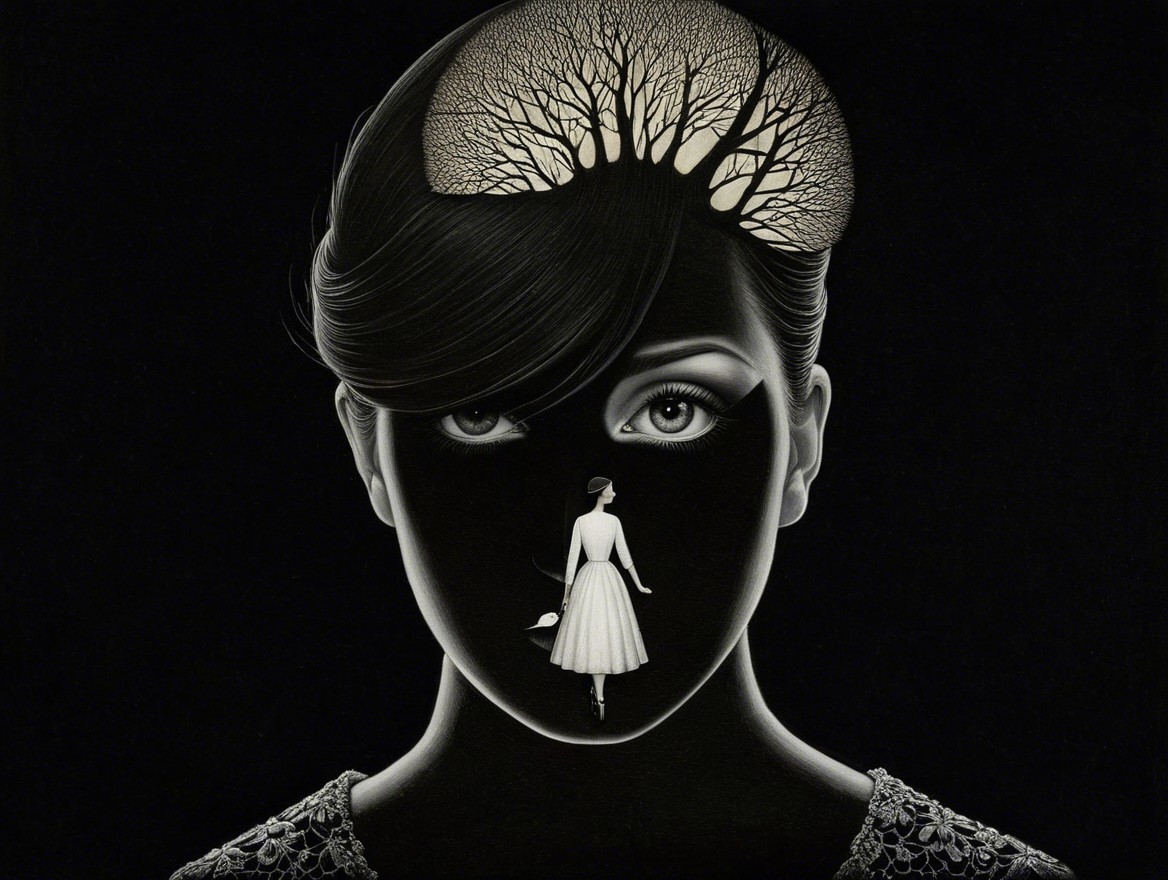Portrait of a woman with nature-themed elements