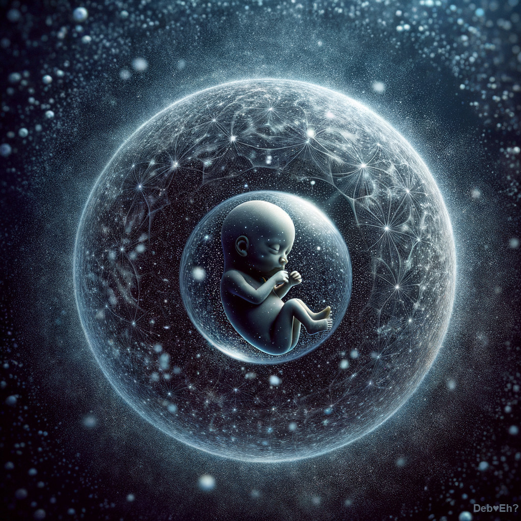 Surreal Cosmic Fetus in Translucent Sphere Art