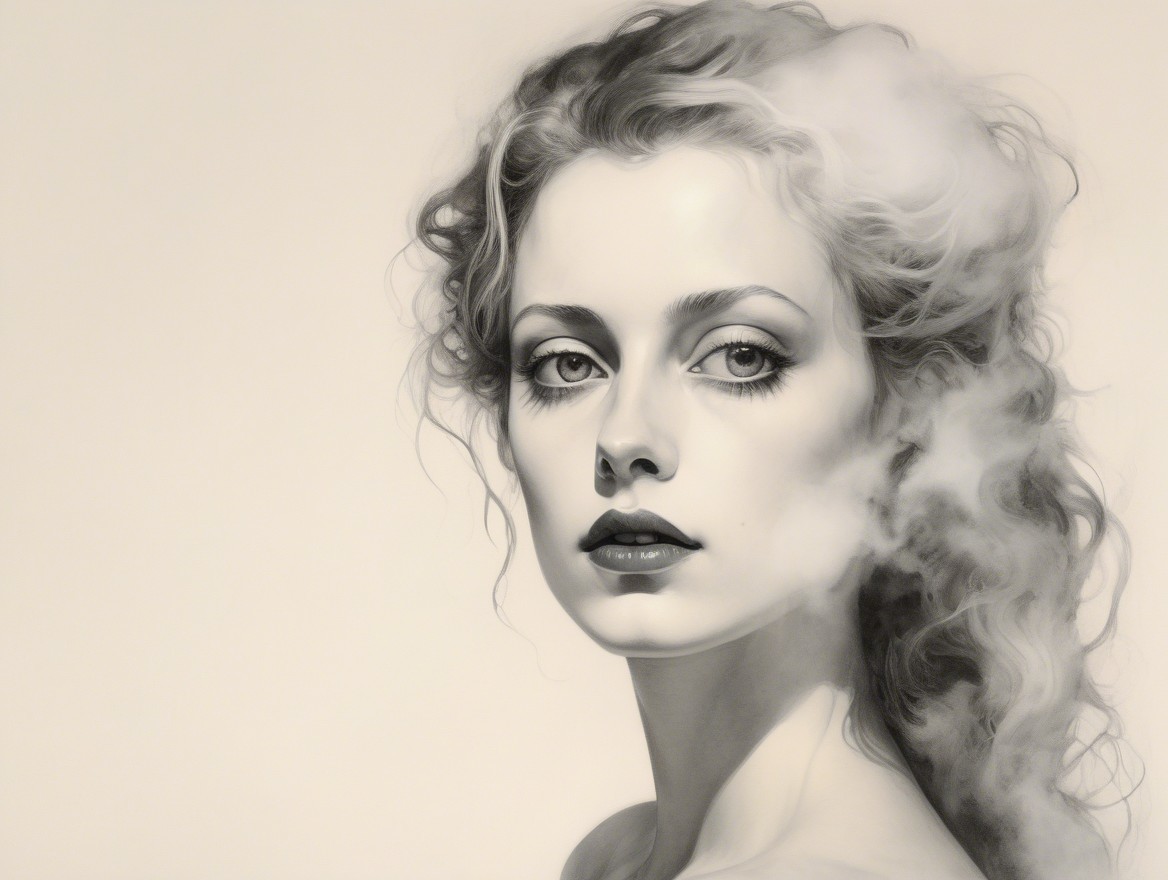 Monochromatic Portrait of a Woman with Ethereal Quality
