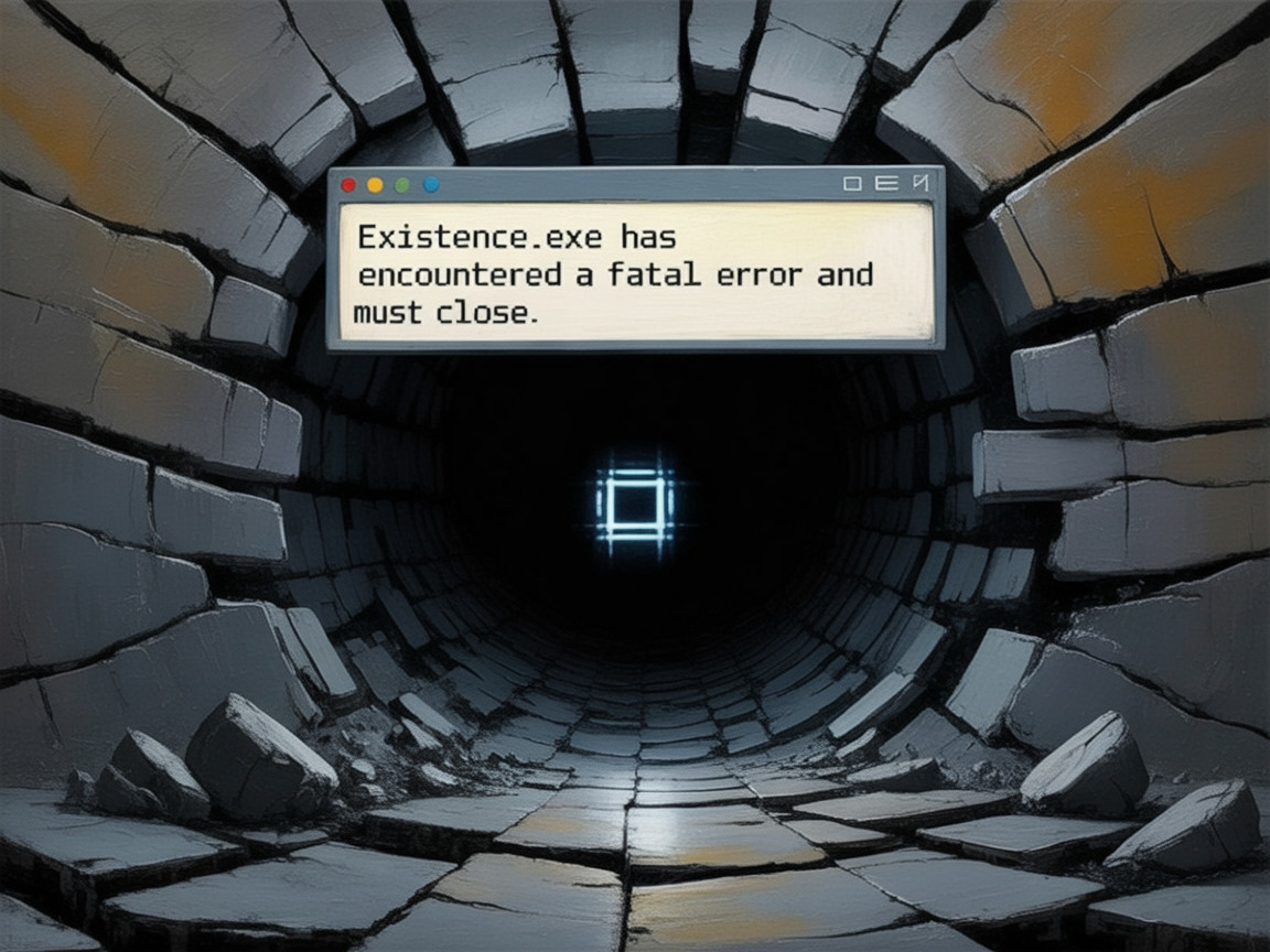 Digital painting of a dark, surreal brick tunnel