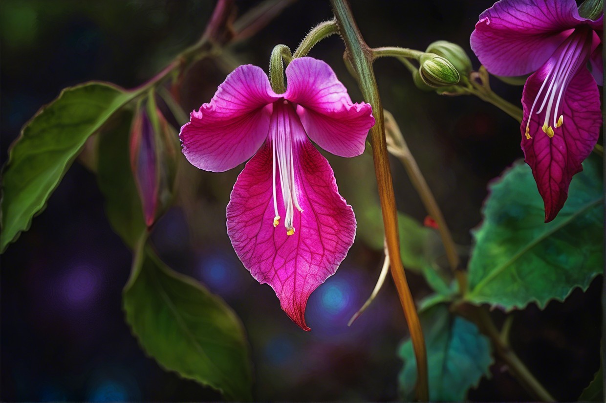 Delicate Pink Flower Among Lush Green Leaves