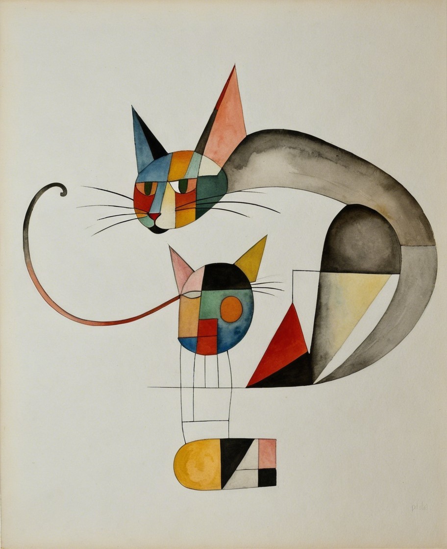 Abstract Representation of Two Geometric Cats