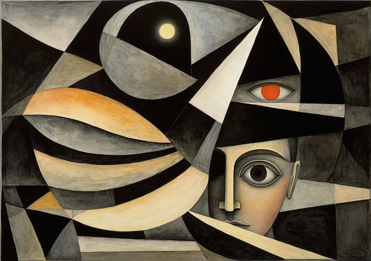 Abstract Geometric Shapes with Eye and Face Elements