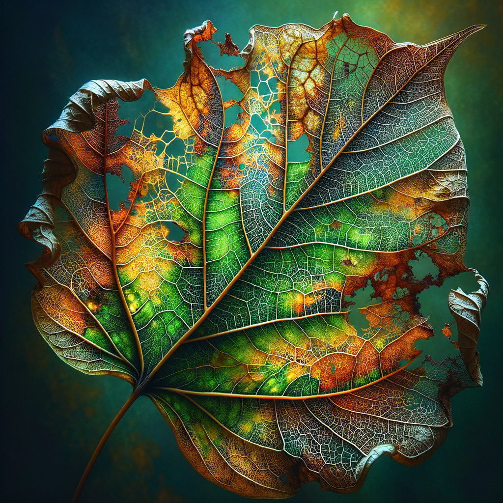 Detailed Leaf with Vibrant Color Transition and Texture