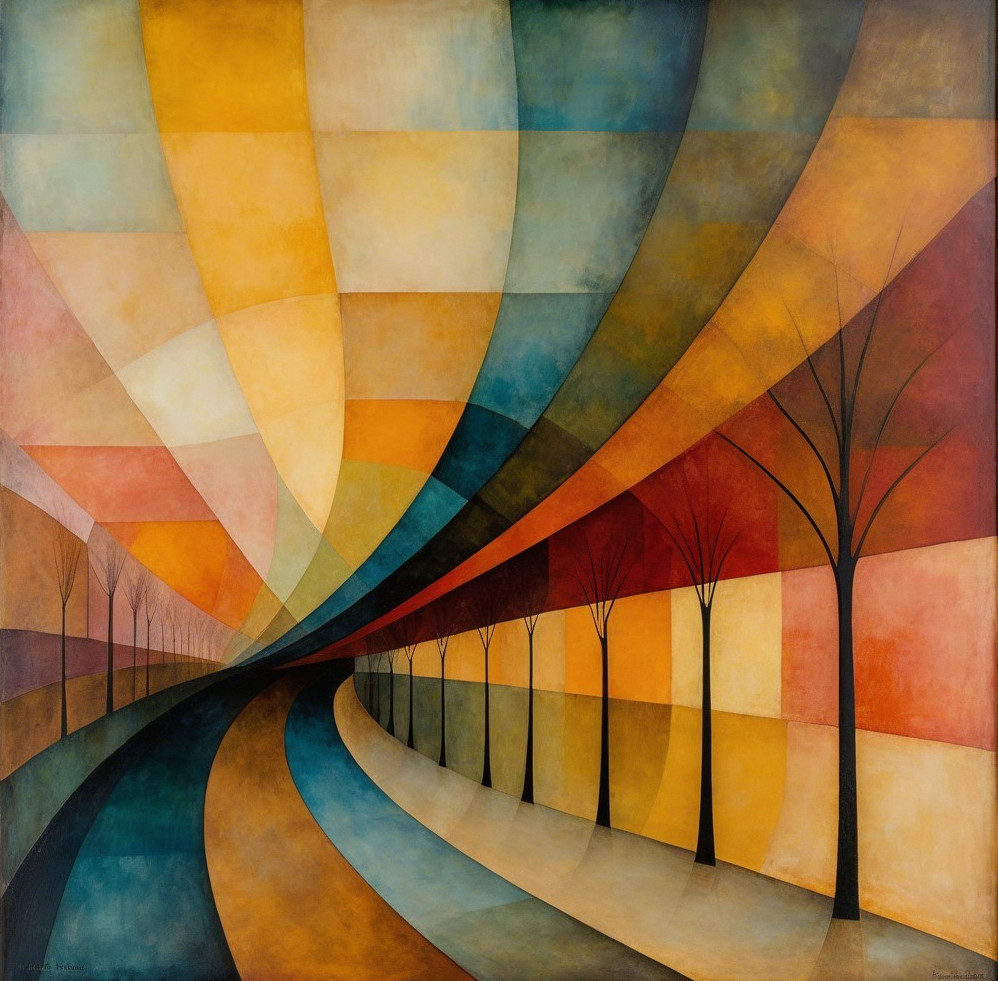 Abstract Landscape with Winding Path and Trees