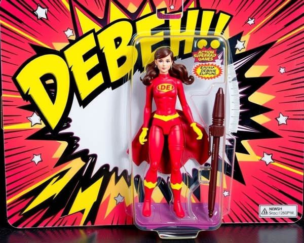 Superhero Action Figure with Red Costume and Accessories