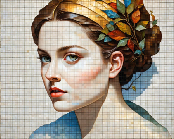 Stylized Portrait of a Woman with Green Eyes