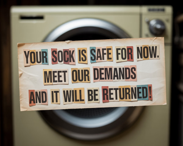 Ransom Note Displayed in Front of Washing Machine