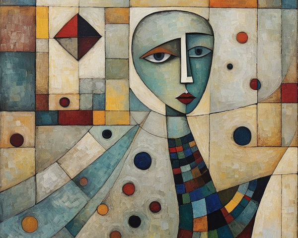 Abstract Artwork with Geometric Figure and Vibrant Background