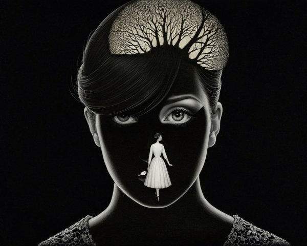 Portrait of a woman with nature-themed elements