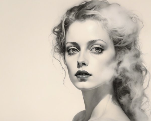 Monochromatic Portrait of a Woman with Ethereal Quality