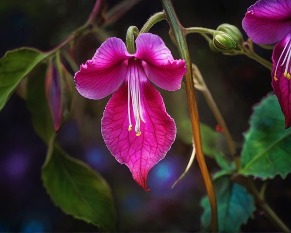 Delicate Pink Flower Among Lush Green Leaves