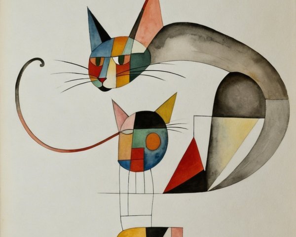 Abstract Representation of Two Geometric Cats