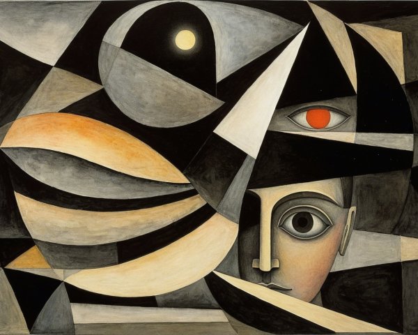 Abstract Geometric Shapes with Eye and Face Elements