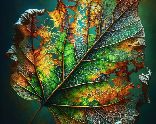 Detailed Leaf with Vibrant Color Transition and Texture