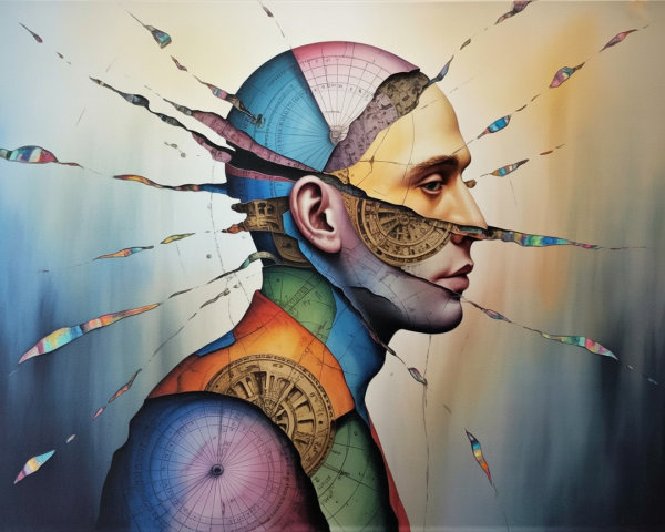 Hyperrealistic Surrealist Painting of a Man's Head