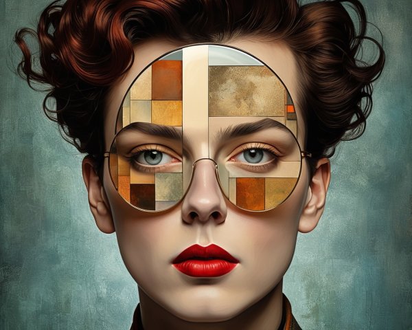 Digital Painting of Woman with Red Hair and Glasses