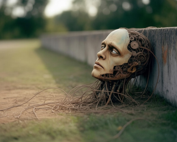 Mechanical Head Merging Organic and Robotic Elements