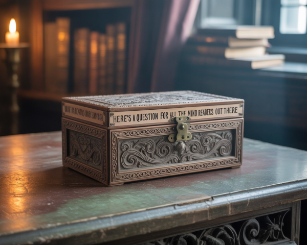 Intricately Carved Wooden Box on Vintage Table