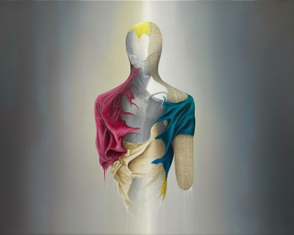 Digital Painting of a Textured Mannequin Figure