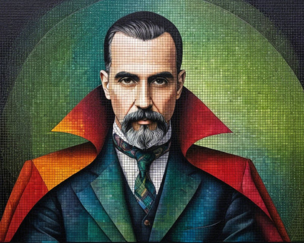 Vibrant Portrait of a Bearded Man in a Suit