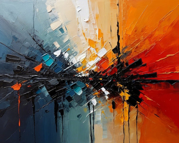 Dynamic Abstract Painting with Bold Colors and Textures