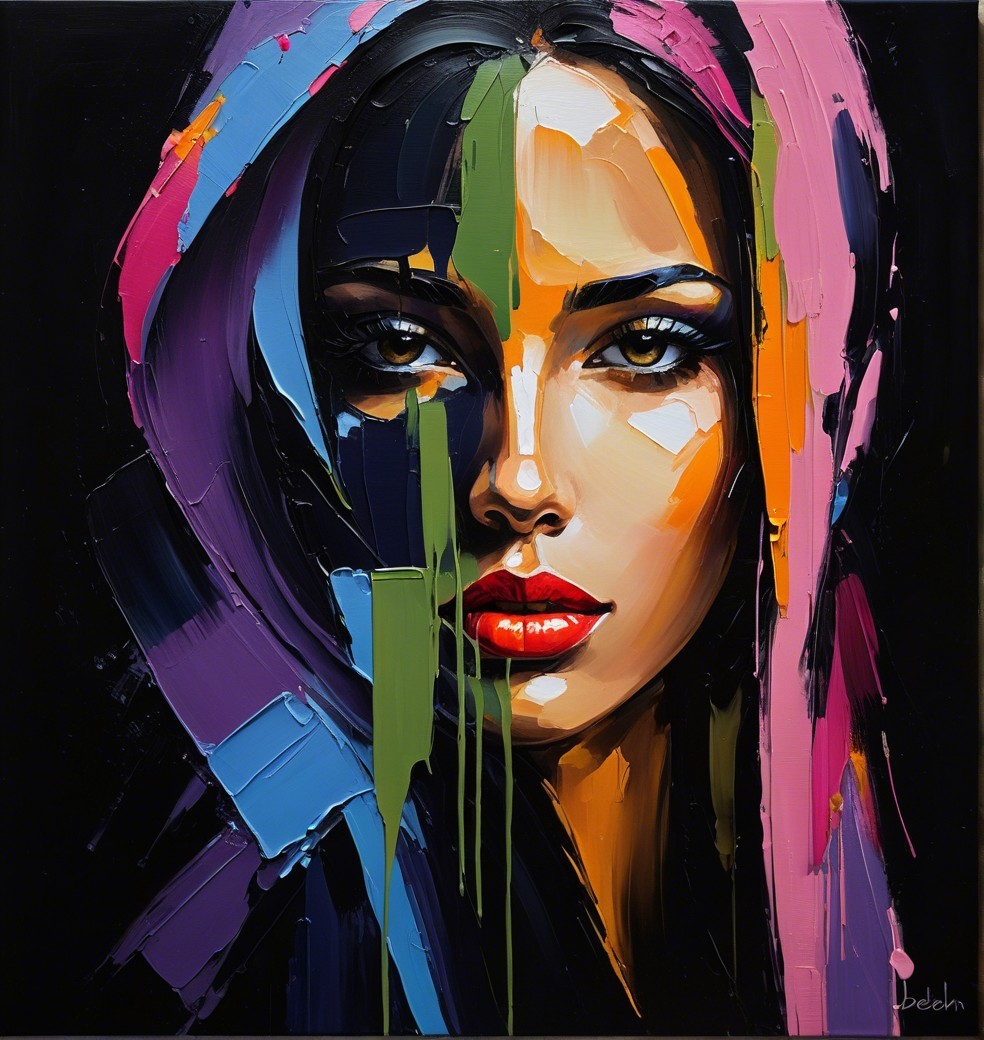 Vibrant Female Portrait with Bold Colors and Expression