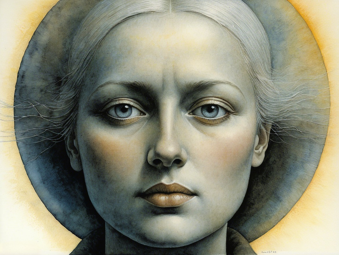 Close-Up Portrait of a Serene Woman with Halo