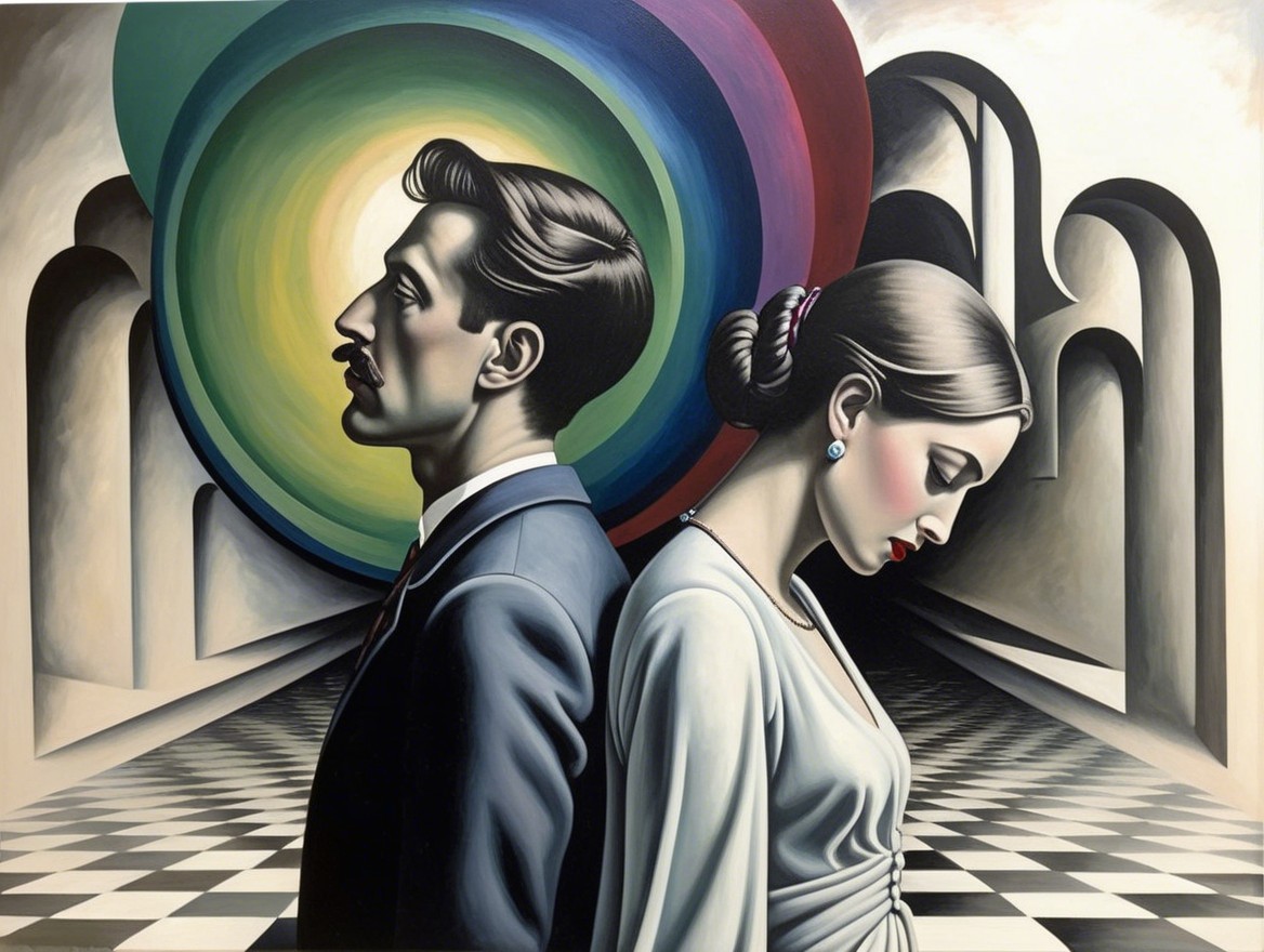 Elegant Figures in Contrast with Vibrant Background