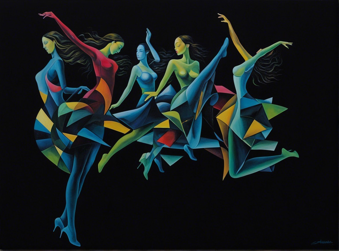 Vibrant Composition of Stylized Female Dancers
