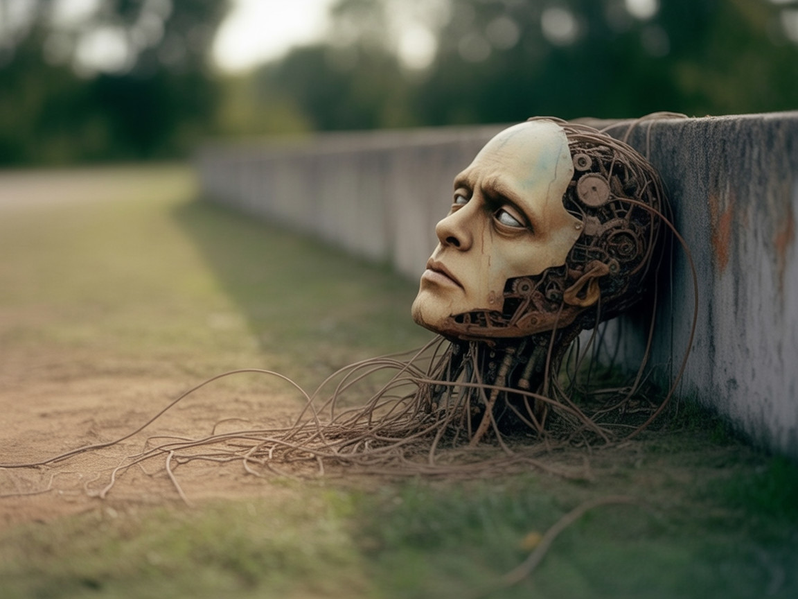 Mechanical Head Merging Organic and Robotic Elements
