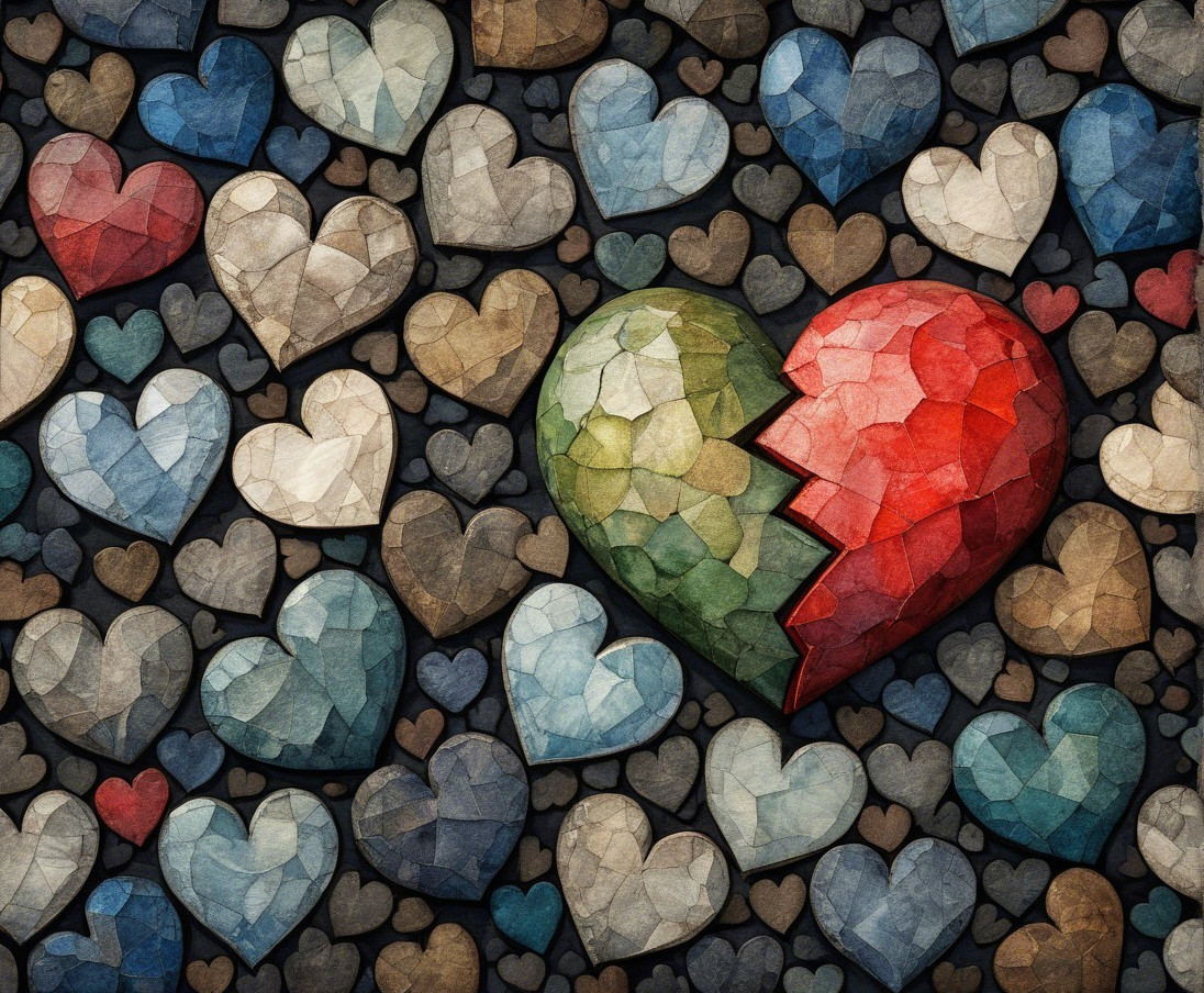 Vibrant Mosaic of Heart Shapes in Various Colors