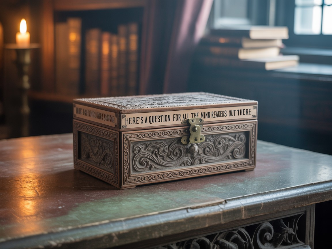 Intricately Carved Wooden Box on Vintage Table