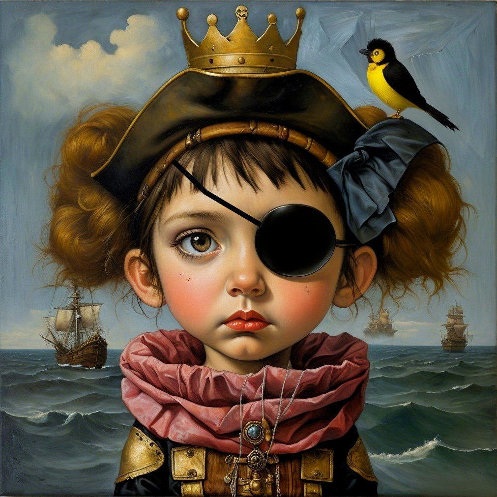 Young Girl in Pirate Costume with Colorful Details