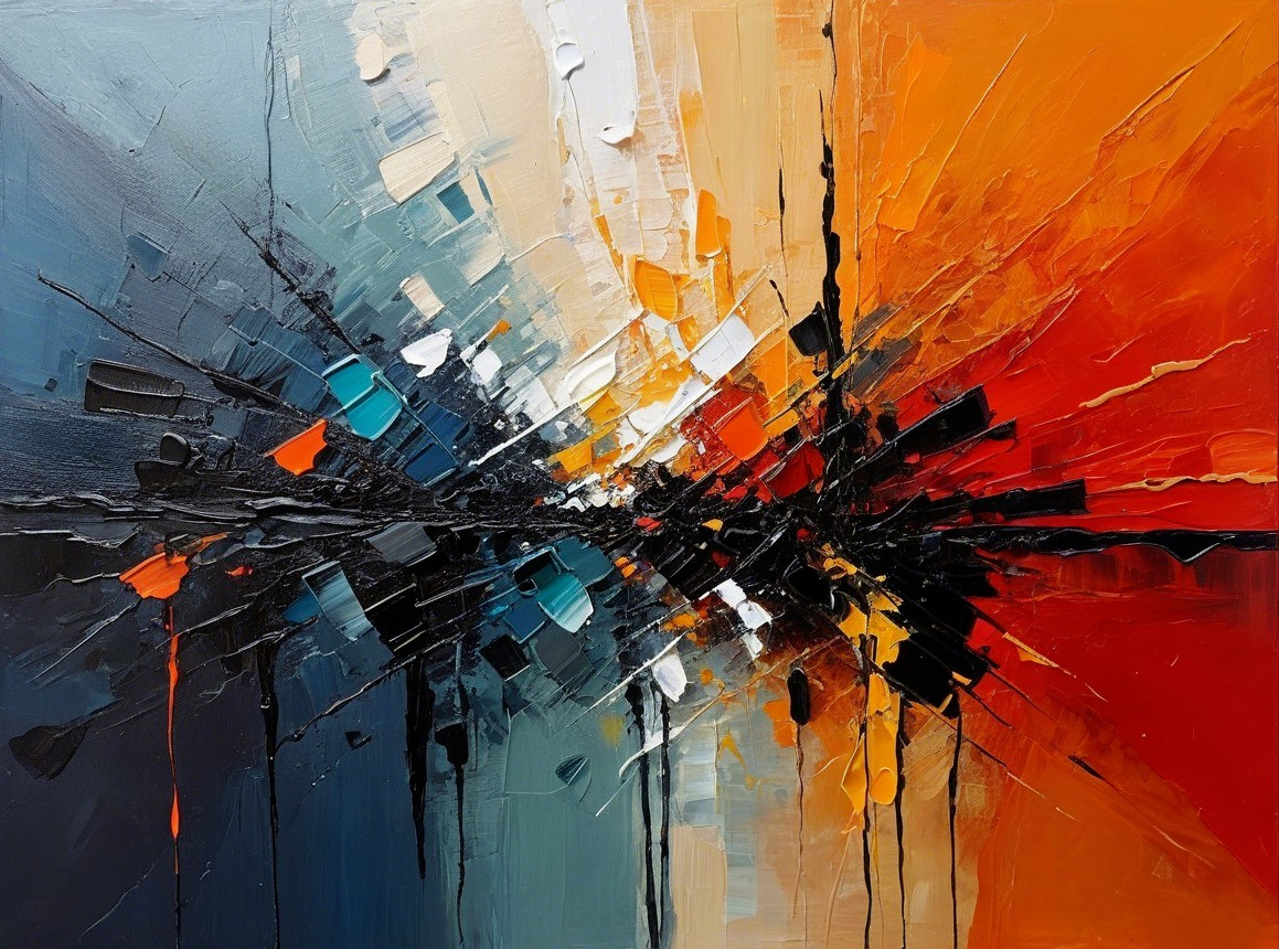 Dynamic Abstract Painting with Bold Colors and Textures