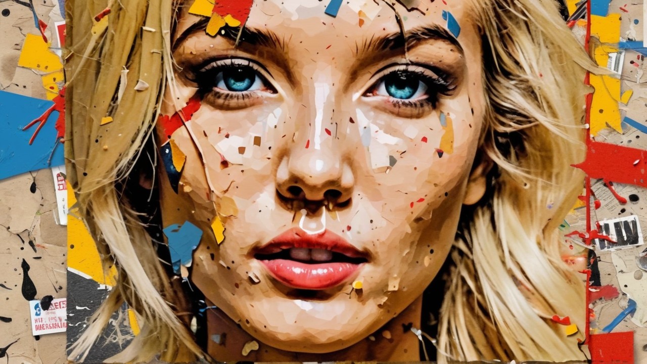 Artistic portrayal of a young woman with blue eyes