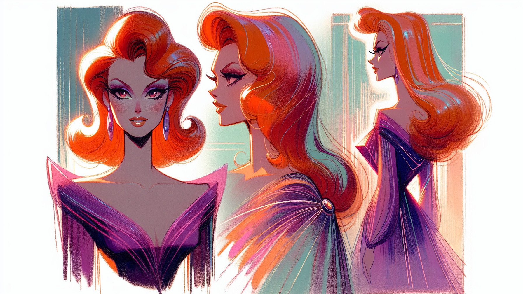 Stylized Character Design of Glamorous Woman in Gown