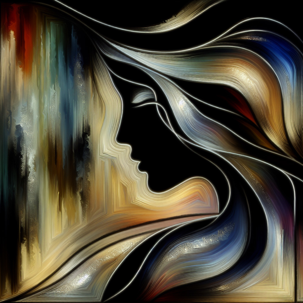 Abstract Female Profile with Fluid Lines and Colors