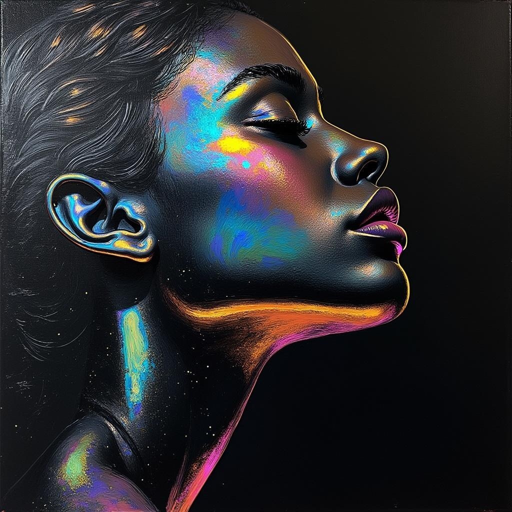 Profile of a Woman with Luminescent Skin and Colors