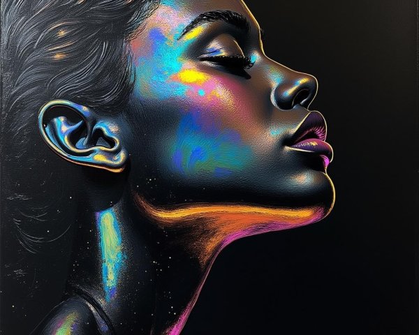 Profile of a Woman with Luminescent Skin and Colors