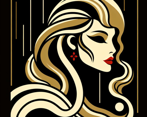 Stylized Profile of a Woman with Elegant Features