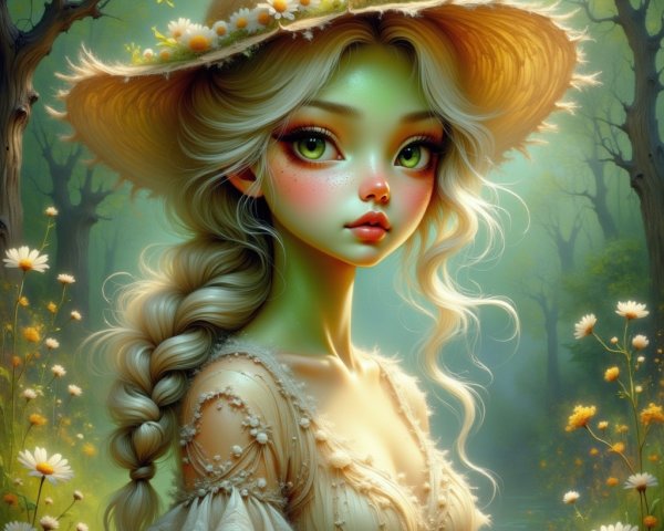Whimsical Fairy Tale Scene with Enchanting Girl