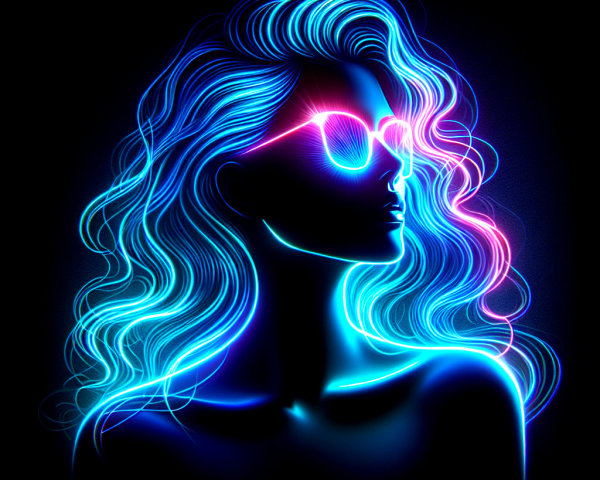 Silhouette of Woman with Illuminated Hair and Sunglasses