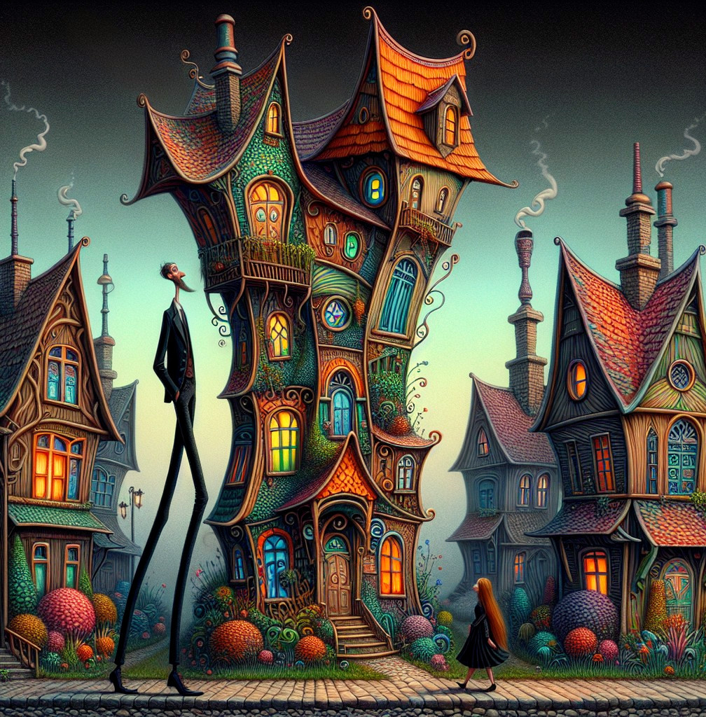 Whimsical Neighborhood with Colorful Quirky Houses