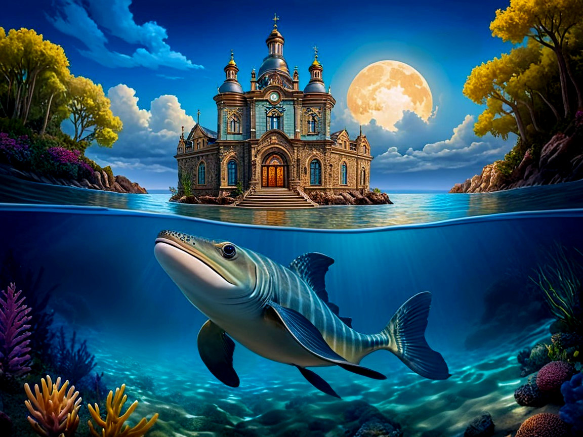 Magical Underwater World with Castle and Coral Reefs