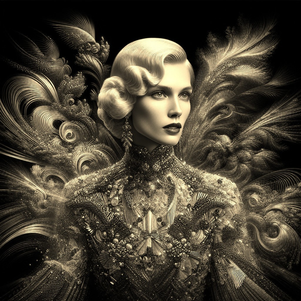 Elegant Woman in Vintage Glamour and Art Deco Style