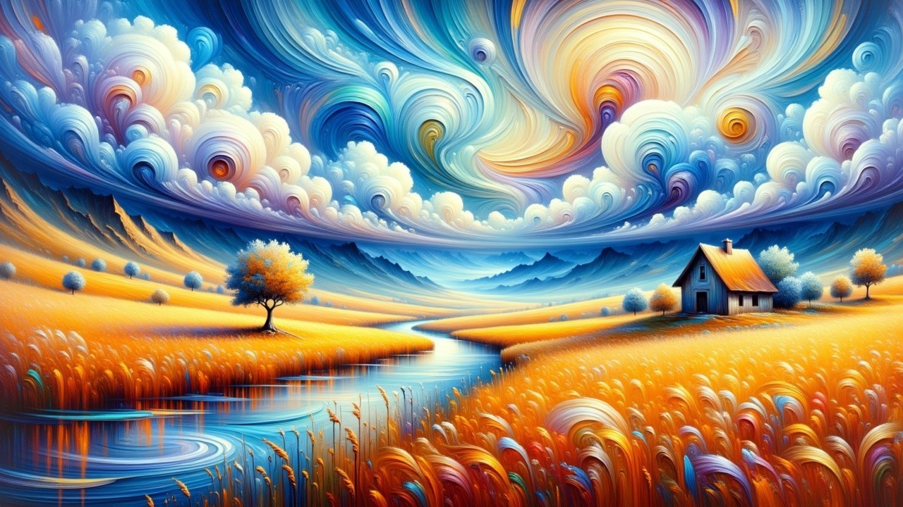 Vibrant Landscape of Wheat Field and Tranquil River